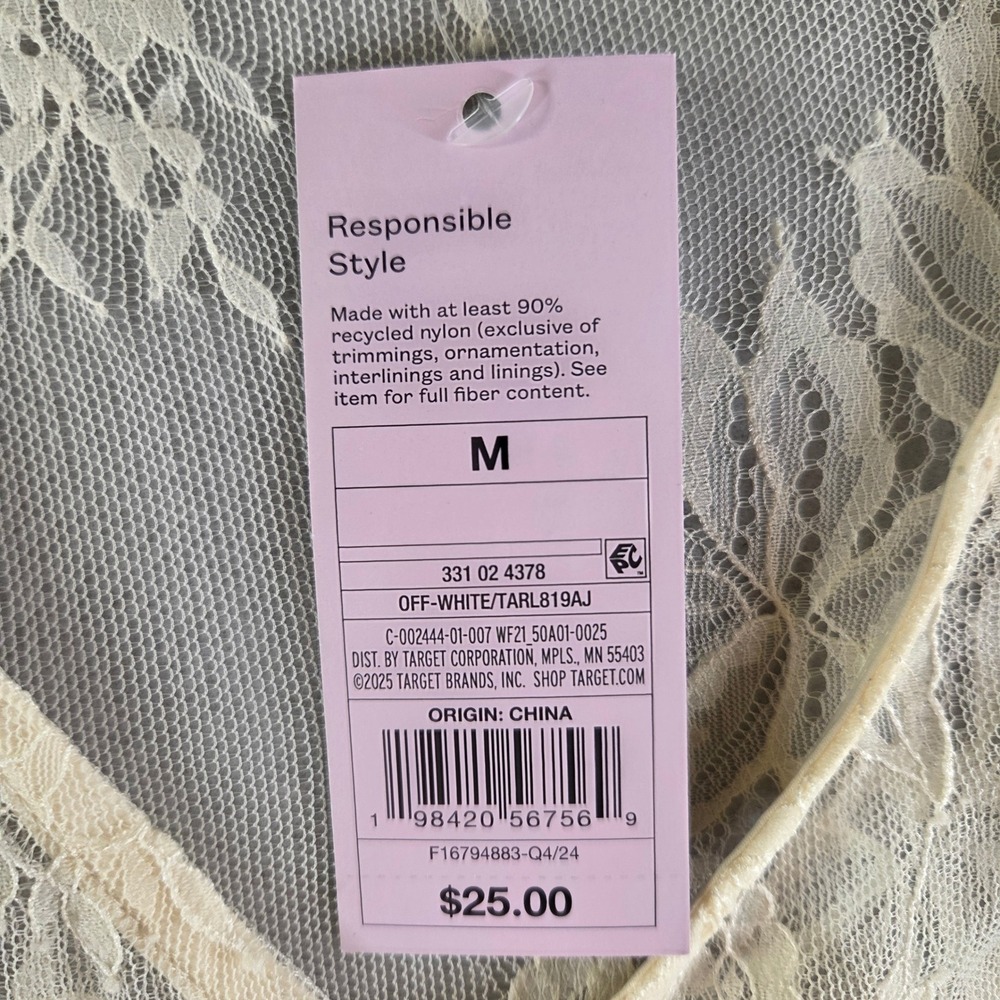 Wild Fable Ivory Sheer Floral Lace Tie Front Ruffle Cardigan Top M Poetcore NWT - Picture 4 of 7